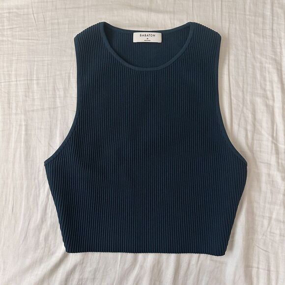 Aritzia Babaton Sculpt Knit Racer Cropped Tank EUC - Picture 1 of 5